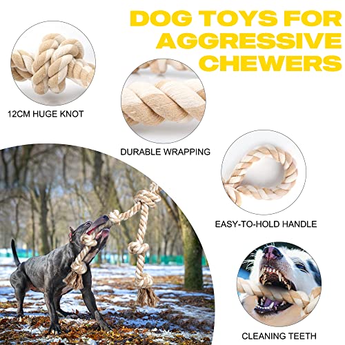 Fida Dog Rope Toys for Large/Medium Aggressive Chewers, Tough Rope Chew Toy with Easy Hold Handle - Image 4