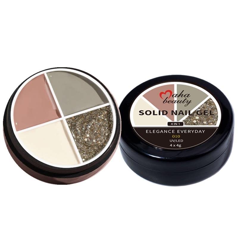 Maha BeautySolid Gel Nail Polish 4 in 1 Pudding Gel Polish, High Pigmented Mud UV Light Lamp Required Gel Nail Art Gel Paint, Nail Art Polish (White Chocolate (010))