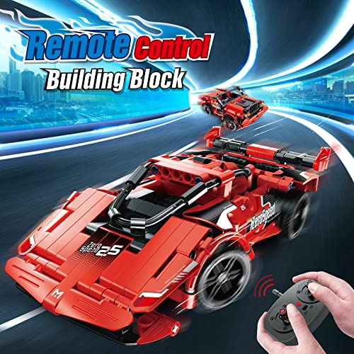 IKIDSUN Ferngesteuertes Bauspielzeug für Kinder, 2.4 GHz Technic RC-Rennwagen,2 in 1 Rennfahrer Bausätze, 351 Teile STEM… – Bild 7
