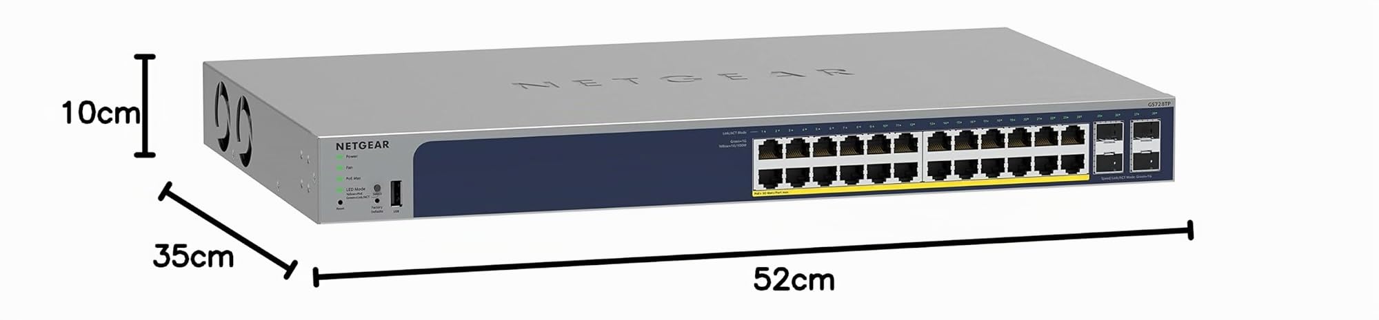 NETGEAR Switch PoE Gigabit Ethernet Smart gestionado de 28 Puertos GS728TPV3 | 24x PoE+ 190W, 4X 1G SFP |Montaje en sobremesa o en Bastidor y protección Limitada de por Vida