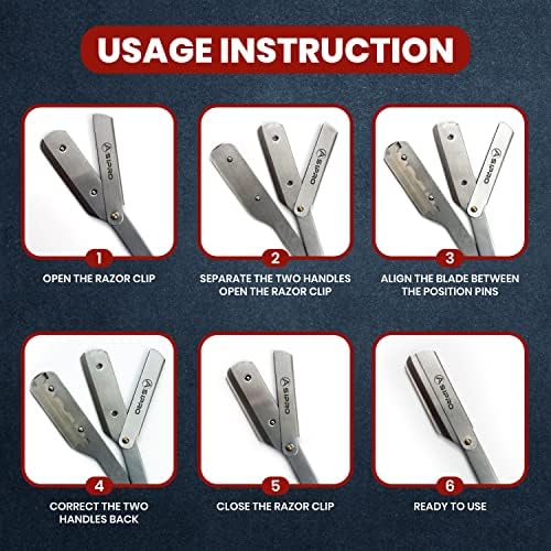 ASIPRO Brzytwa Fryzjerska z 10 Brzytwa na żyletki i Klasycznym futerałem do przechowywania Profesjonalna Razor Barber, Stal nierdzewna Brzytwa do Golenia (20 razor blades pojedynczą krawędzią) (Brzytwa fryzjerska z 10 ostrzami,