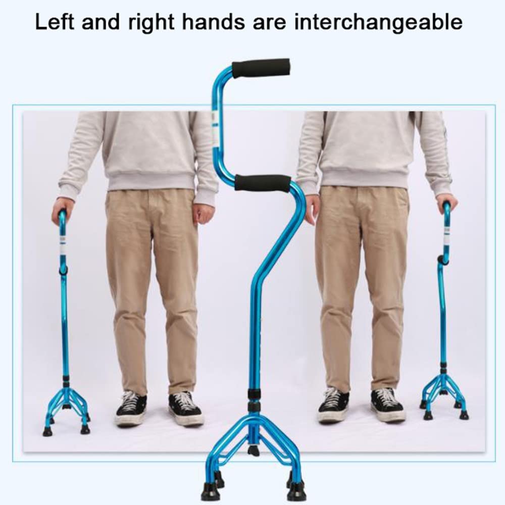 KADEUX Quadripode Bastone Quattro Piedi, Canna Anziani Aiuto per La Mobilità, Bastone da Passeggio Unisex, Bastone Estensibile con Base Stabile