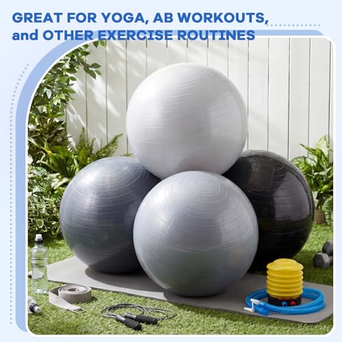 Image of Leyndo 4 Pcs 26 Inch Yoga Exercise Ball Pilates Pregnancy Birthing Fitness Ball with Quick Pump Anti Burst for Improved Posture, Balance, Yoga, Pilates, Training