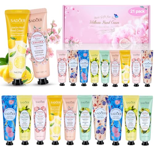 Tenuiskft 21 pack de crema de manos, mini crema de manos para mujer, set de regalo, crema hidratante para el invierno, crema corporal para el día de la madre, Navidad, regalos de cumpleaños