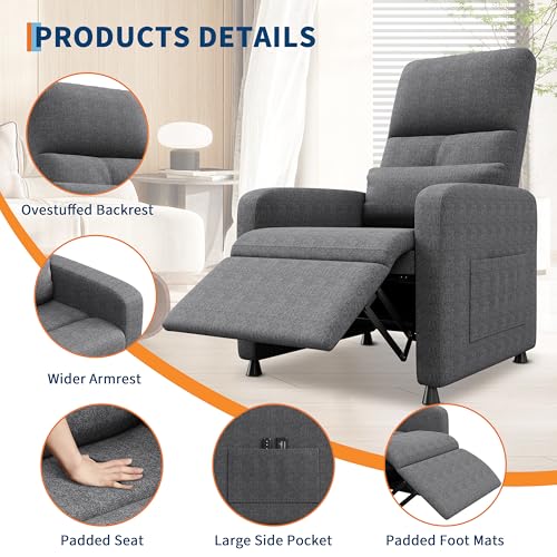 PortoAlegre Sillón Relax Reclinable Eléctrico con Reposapiés, Sillón Tapizado de Tela con Respaldo Grueso y Cómodo, Ideal para Dormitorio, Salón o Oficina - imagen 4