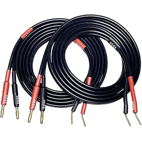 CESS-119-6f Banana Plugs to Pin Type Plugs 12AWG 680 Strand Count Super Soft Silicone Wire Speaker Cable (6 Feet) Cover