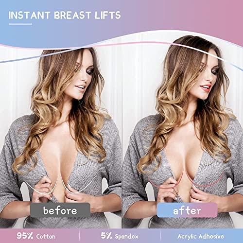 Image of UCRAVO Boob Tape kit - Instant Boob Lift Tape with 10 Reusable Nipple Pasties, 36 Double Sided Fashion Strips for Cloth, Adhesive Bra Push Up Boob Tape for Large Breasts for Women Clothing and Body