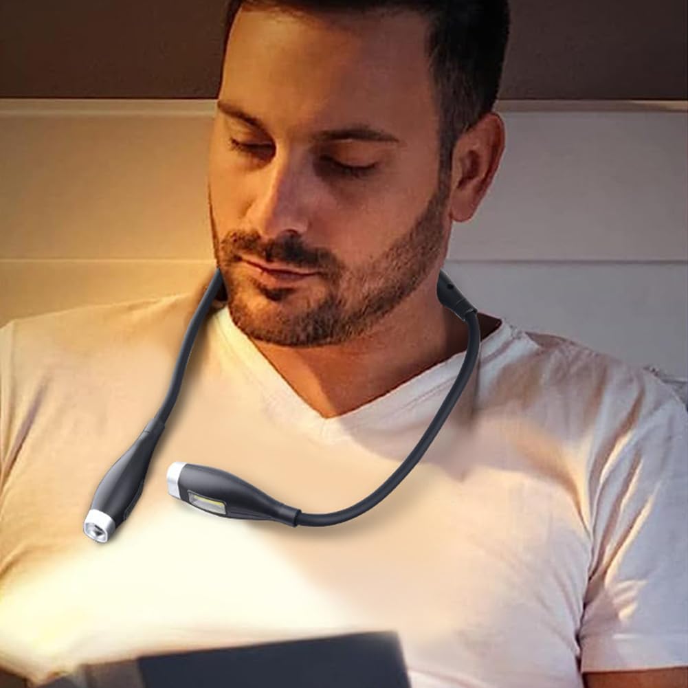 Luz LED de Lectura para el Cuello: Brazos Flexibles, Brillo Ajustable, lámpara Recargable para Actividades Nocturnas