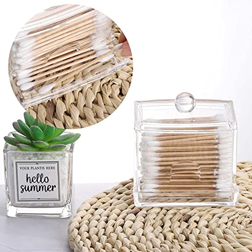 Image of Tbestmax 10oz Qtip Holder Dispenser Big Clear Bathroom Organizer Accessories Decor for Storage-Qtips Cotton Ball Holder Apothecary Jars, Cotton Swabs, Floss Container