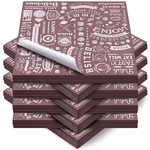Outus 600 Pcs 12 x 12 Inch Deli Wax Paper Sheets, Coffee Color