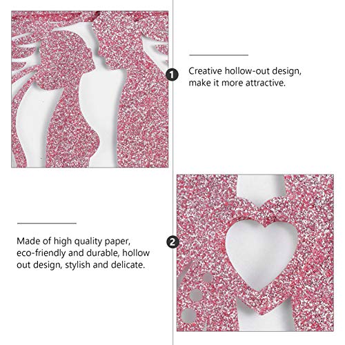 NUOBESTY 5Pcs Cartões de Convite de Casamento Romântico Com Envelopes Papel Glitter Ocos Cartões de