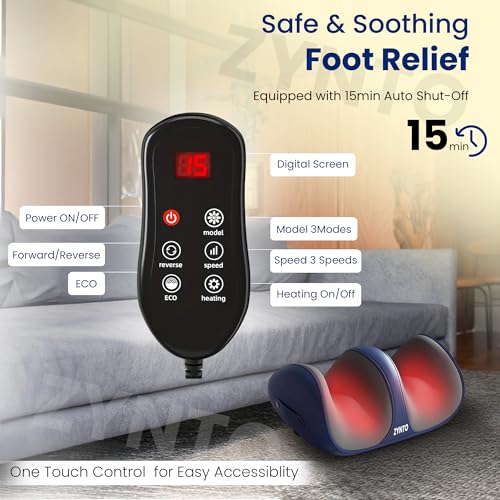 Image of ZYNTO Shiatsu Foot, Calf & Leg Massager for Pain Relief with Heat & Kneading function.Corded Electric Foot Massager Machine for Relief Tired Muscles Pain Relief,Promotes Blood Circulation Clockwise & Anti-Clockwise Rotation With Auto Shut-Off Feature.