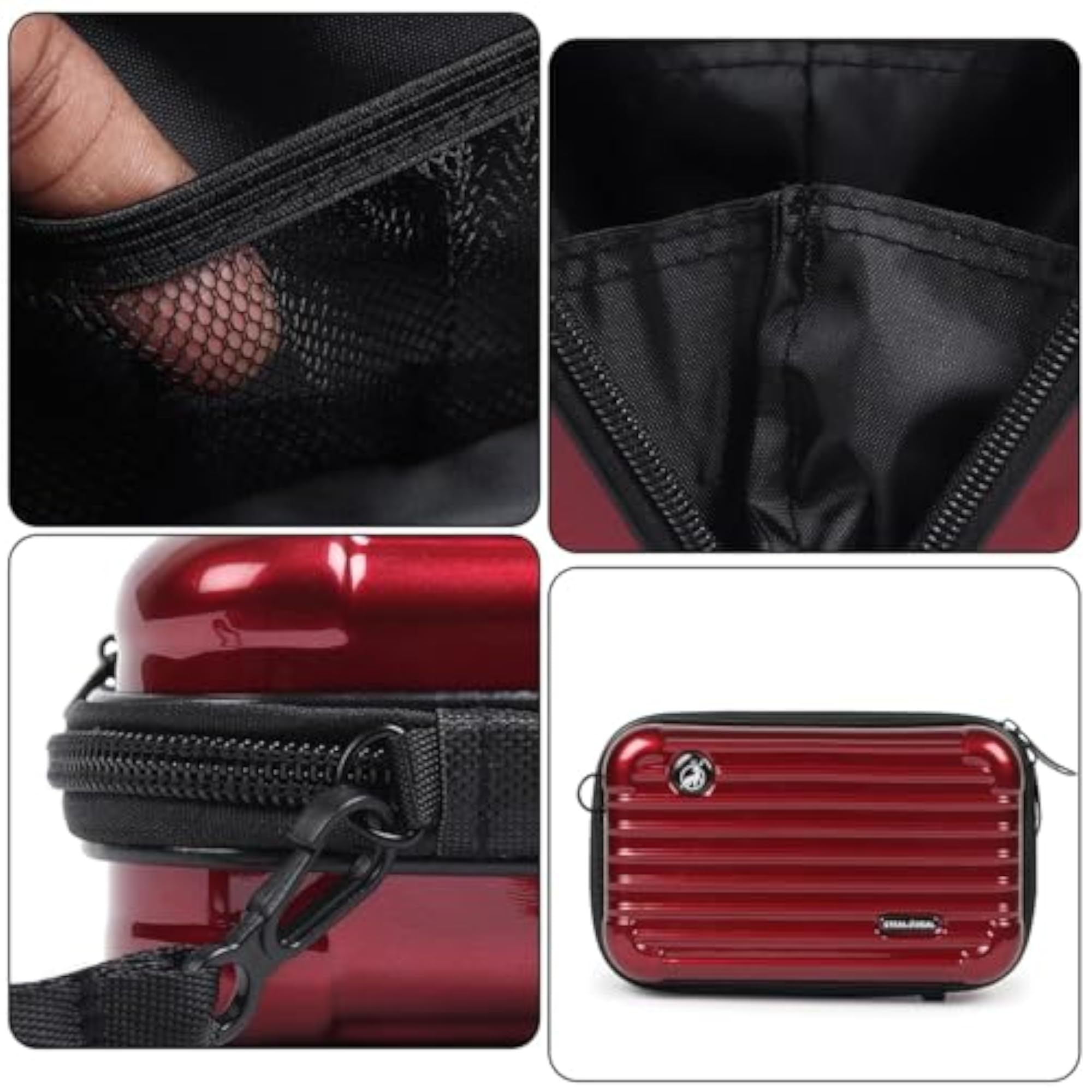 Portable Hard Shell Vanity Bag with Adjustable Strap, Waterproof