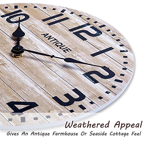 Nikky Home Farmhouse Wooden Wall Clock - 12 Inch Battery Operated Silent Non Ticking Vintage Rustic Distressed Wood Clock Home Decor For Kitchen, Living Room, Bedroom, Office (Brown) #TOP3