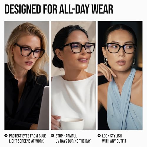Image of miyya Blue Light Glasses for Women - Oversized UV & Blue Light Blocker Chunky Frames, Stylish Eyewear Access