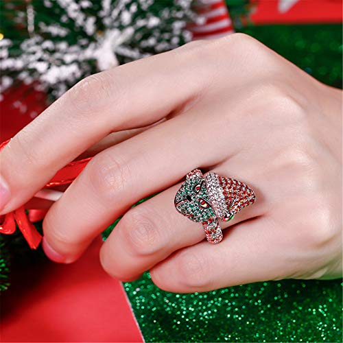 Jeulia Christmas Monster Inspired Sterling Silver Diamond Ring Round Cut CZ Engagement Ring Anniversary Wedding Women Gift Santa Band with Jewelry Box 5