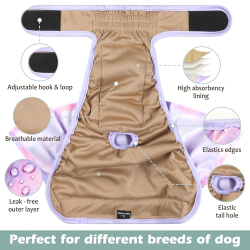Grecle Washable Female Dog Diapers Skirt(4 Pcs) - Reusable Doggie Diapers with Adjustable Snaps, High Absorbency Leak-Proof Puppy Diapers for Female Dog in Heat, Period, Incontinence XL