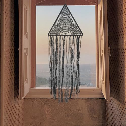 Attrape-rêves macramé noir SEWACC lot de 2 décorations murales bohèmes - 7