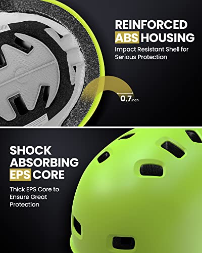 Outdoormaster Skateboard Cycling Helmet - Two Removable Liners Ventilation Multi-Sport Scooter Roller Skate Inline Skating Rollerblading For Kids, Youth & Adults - L - Lemon #TOP1