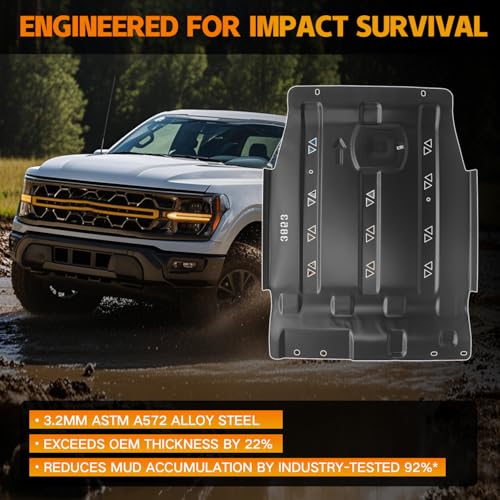 Image of Transmission Protection Plate Compatible with 2015-2022 Ford F150 | Heavy-Duty Alloy Steel Underbody Shield | Direct Fit Skid Plate Replacement (2.7L /3.3L /3.5L /5.0L)