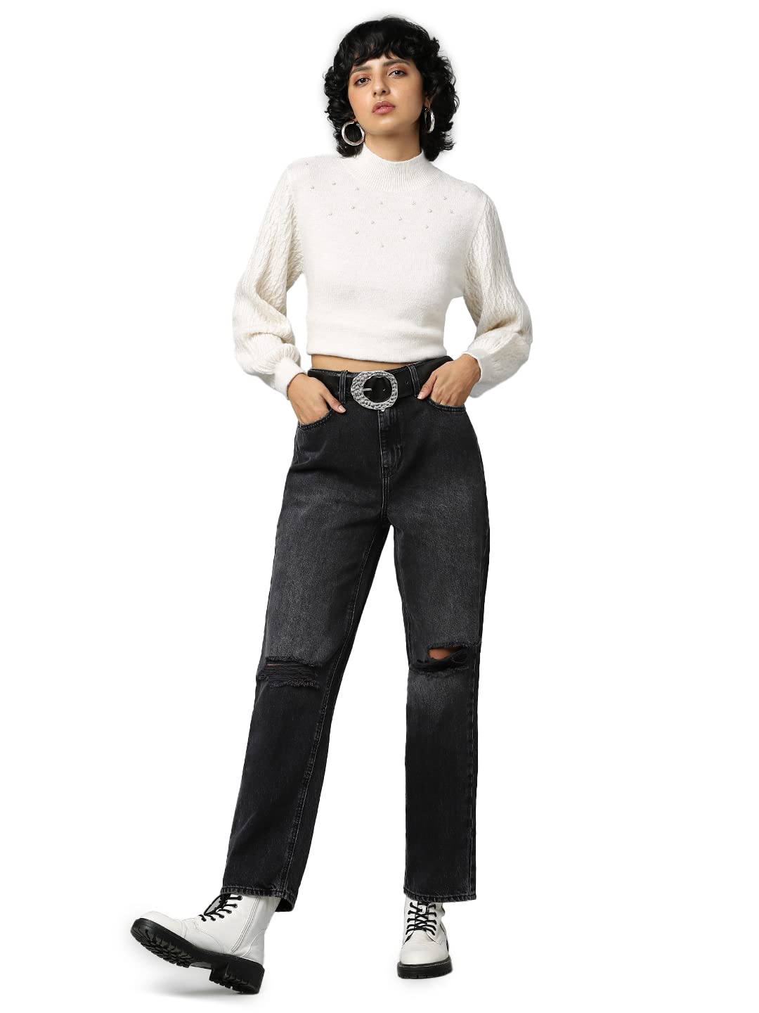 ONLY - Onlrobyn Ex HW STR L AK des Cro086 Noos, Jeans Donna