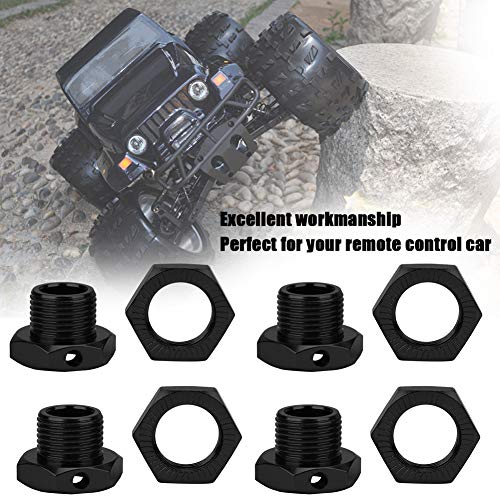 Alomejor Aluminiumlegierungsrad-Sechskantkupplungssatz 17 Mm, 4 St&uuml;ck f&uuml;r 1/8 RC-Auto, Mehrere Farben, Ersatzteile (Black)