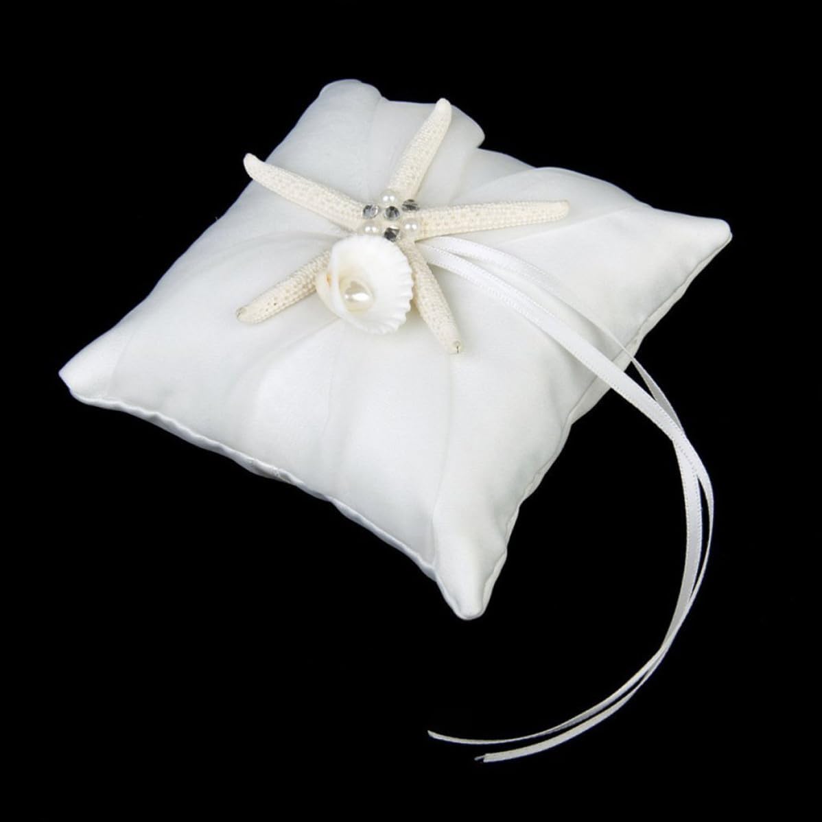 Wedding Ring Bearer Pillow Star Shape Satin Ribbon 10cm