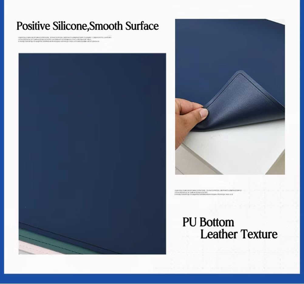 Tappetino per mouse in silicone per computer portatile, tappetino da 2 mm per studenti, ufficio, lavoro, gioco, protezione per tavolo, con protezione per bordi, anti-incrostazioni durevoli