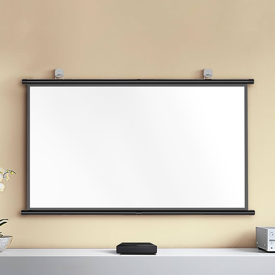 SUPER DEAL 120'' Projector Screen Projection Screen Manual Pull Down HD Screen 1