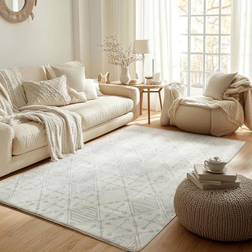 Area Rugs Moroccan Geometric Stripe Rug for Living Room Bedroom F...