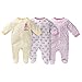 Gerber Onesies Baby Girl Sleep N' Play Sleepers 3 Pack Kitty Size 0-3 Months