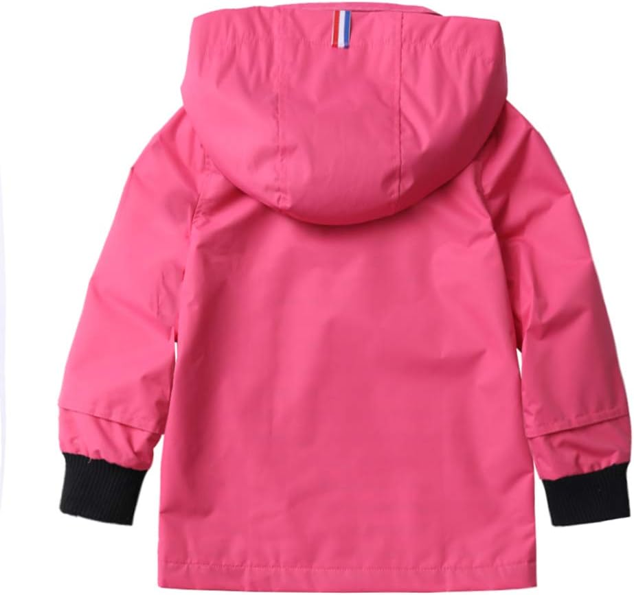 M2C Boys Girls Hooded Cotton Lined Rain Jacket Light Windbreaker - Image 3