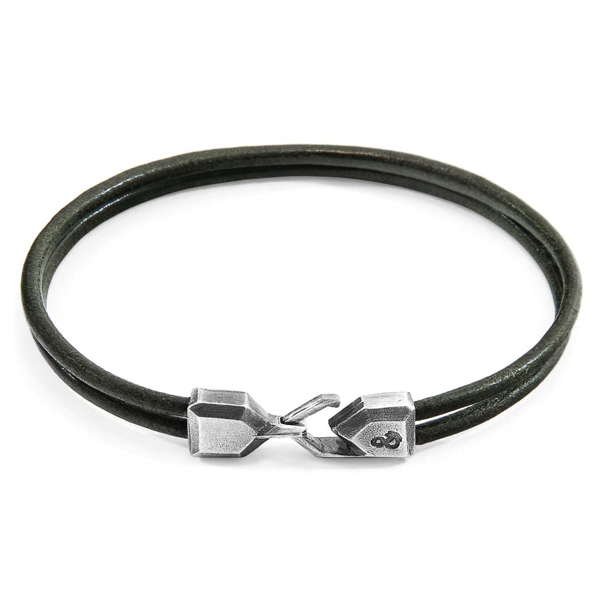 ANCHOR & CREW Pulsera Cromer de Plata y Cuero Redondo - Hombre