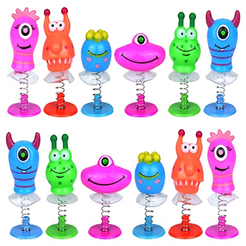 PartyPack 12x Monster Mix, Springfeder Spielzeug, Mitgebsel für Monster Party Kindergeburtstag, Monster Party Deko, kleine Geschenke für Kinder unter 5 euro pro Stück, Scherzartikel Kinder.