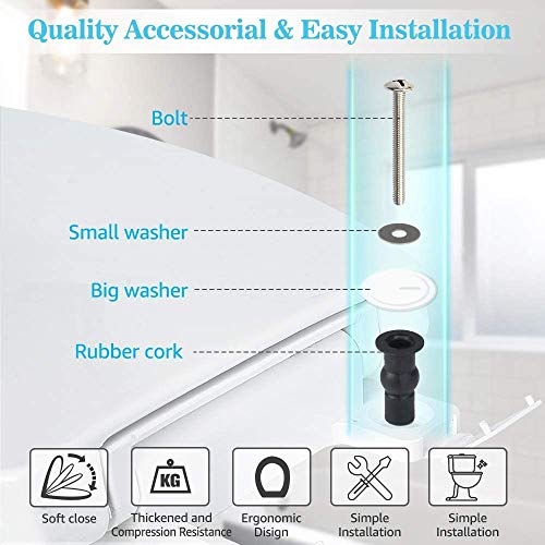 MUYE Elongated Slow-Close White Toilet Seat Never Loosen Removable Toilet Seats No Slamming Easy Installation & Clean