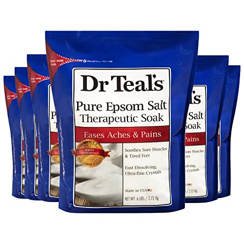 Dr Teal’s Unscented Epsom Salt Bulk Magnesium Sulfate USP, 6 lbs (Pack of 6) 36 lbs Total (Packaging May Vary)