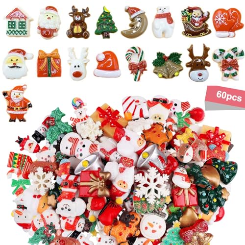 60 Stück Mini Weihnachtsdeko Figuren,Weihnachten Miniatur Ornament...