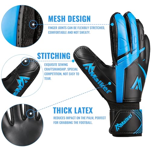 Malker Goalkeeper Gloves Football Gloves with Super Grip Palms Non-slip Abrasion-resistant Latex Palm Double Layer Wristband Protection Soccer Goalie Glove for Kids Youth Adult Blue Size 8 Malker Goalkeeper Gloves Football Gloves with Super Grip Palms Non-slip Abrasion-resistant Latex Palm Double Layer Wristband Protection Soccer Goalie Glove for Kids Youth Adult Blue Size 8