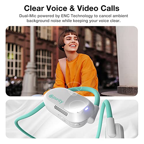 Image of Purity Air Open Ear Headphones - True Air Conduction Wireless Bluetooth Open Ear Earbuds with Dual Mic for iPhone /Android - Secured Long Wearing Comfort, Sports Sweat Resistant (White /Turquoise)