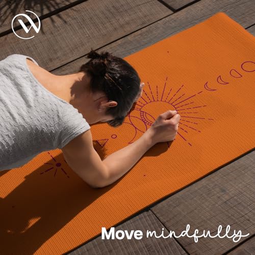 Image of Wiselife tpe Printed 6MM Yoga Mat + Yoga Strap For Men, Women, Kids|Anti-Slip Extra thick, long & Wide Exercise Sports Mat For Workout, Fitness, Yoga, Gym, Home & Pilates (Eclipse)