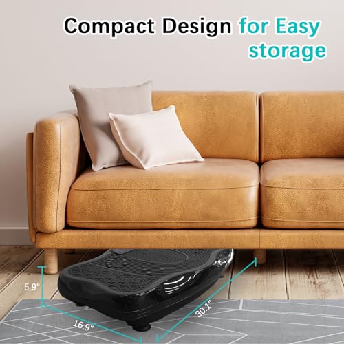 Plataforma vibratoria para ejercicio de 330 lb, equipo para entrenamiento en casa y viaje para pérdida de peso, tonificación y bienestar, 120 niveles de velocidad y 5 programas preestablecidos, color negro miniatura 7