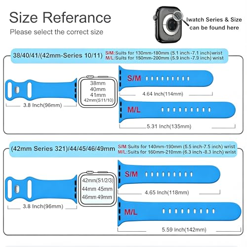 Image of Sport Bands Compatible with Apple Watch Band Women Men 40mm 38mm 41mm 42mm 44mm 45mm 46mm 49mm ,Soft Wristband Waterproof Replacement Strap for iWatch Bands Series 11 10 9 8 7 6 5 4 3 2 1 SE Ultra Blue