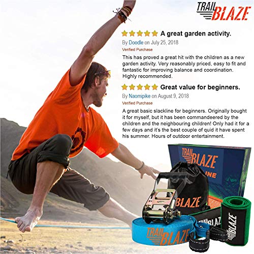 image for Trailblaze Premium Slackline Kit 60ft Longest Ever - Tree Protectors R