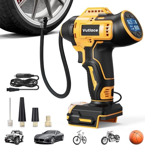 Tire Inflator Portable Air Compressor for DeWalt 18V/20V Max Battery 160PSI Portable Handheld Air Pump with Digital Pressure Gauge & LED Light for Cars Motorcycles Bikes Sport Balls(Not Battery)