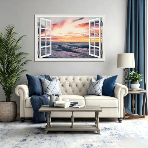 Cuadro lienzo efecto ventana de montañas nevadas que amplía visualmente tus espacios 5