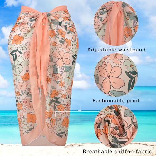 Women's One Piece Swimsuit with Cover Up Wrap Skirt, Floral Beach Swimsuit with Cover Up Set, Monokini Two Piece Bathing Suit3