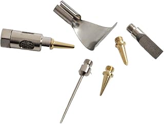 6PCS Pen Type Gas Torch Head Soldering Iron Tip Replacement, Metal Nozzle for Portable Gas Powered Welding Tool, Silver and Yellow
