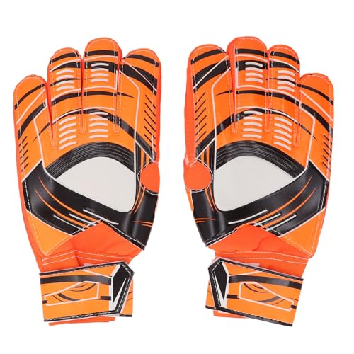 YedaHcy Soccer Goalkeeper Gloves with Finger, Strong Grip Latex Palm, Hook and Cycle, Shock Absorbing, Stylish 3D Texture for Adults Training and Games (Orange)