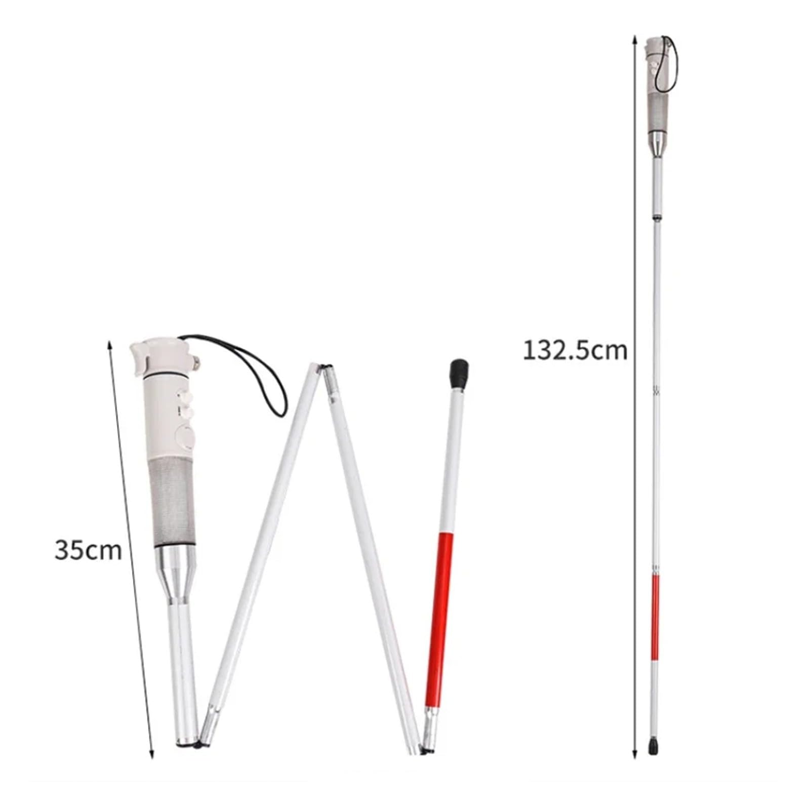 Bastón Ciego， Bastón for Ciegos Plegable Multifuncional, muletas electrónicas acústico-ópticas, bastón Plegable, bastón for Personas Mayores, Bastones for Caminar con luz LED