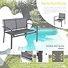 Shintenchi 4 Pieces Patio Furniture Set All Weather Textile Fabric Outdoor Conversation Set, with Glass Coffee Table, Loveseat, 2 Single Chairs for Home, Garden, Lawn, Porch(Gray) #2